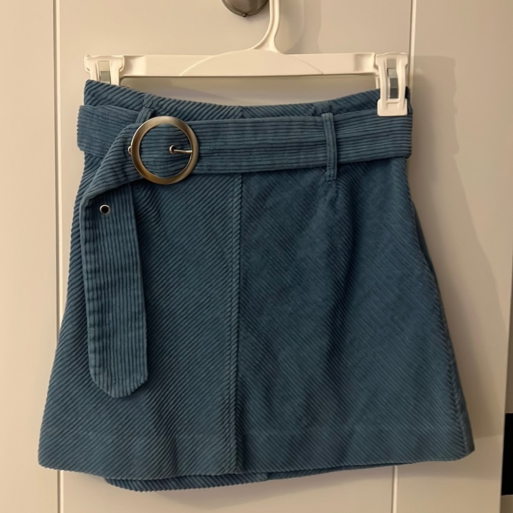 Blue Zara Belted Mini Skirt